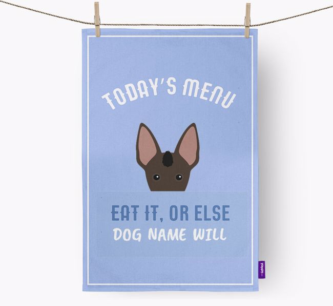 'Eat It, Or Else {dogsName} Will' - Personalized {breedFullName} Dish Towel